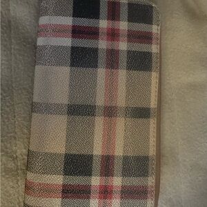 Plaid Wallet with Red and Black Accents